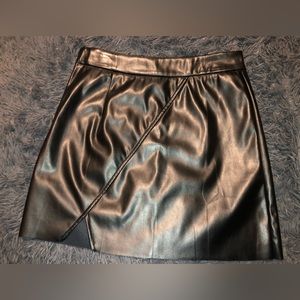 SHEIN Black leather skirt with triangle cut out